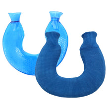 Load image into Gallery viewer, U-shaped PVC Hot Compress Shoulder And Neck Explosion-proof Water Injection Hot Water Bag, Blue + Gray Crystal, Blue + Navy Crystal, Blue + Green Snowflake Knitted, Blue + Gray Knitted, Blue + Cyan Knitted, Blue Light Cyan Knitted                      ...
