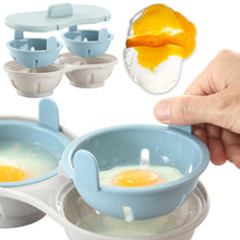 Load image into Gallery viewer, Two-compartment Steamed Egg Box Microwave Steamed Egg Plate  Egg Mold, Egg Plate (Blue), Egg Plate (Orange)