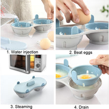 Load image into Gallery viewer, Two-compartment Steamed Egg Box Microwave Steamed Egg Plate  Egg Mold, Egg Plate (Blue), Egg Plate (Orange)
