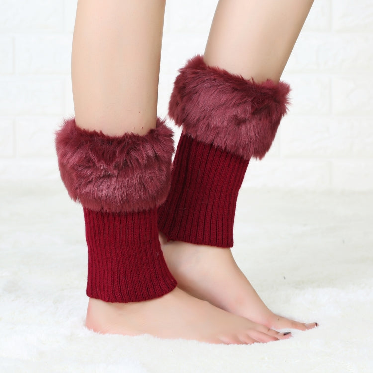 Ladies Short Type Flip Mouth Furry Warm Knit Socks Sleeve Boot Cover