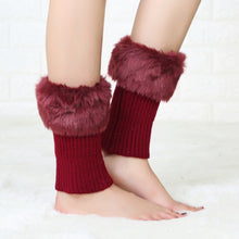 Load image into Gallery viewer, Ladies Short Type Flip Mouth Furry Warm Knit Socks Sleeve Boot Cover