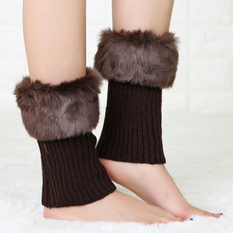 Ladies Short Type Flip Mouth Furry Warm Knit Socks Sleeve Boot Cover