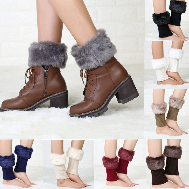 Ladies Short Type Flip Mouth Furry Warm Knit Socks Sleeve Boot Cover