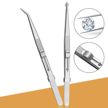 Load image into Gallery viewer, Diamond Jewellery Tweezers With Slotted Stainless Steel Tweezers ,Spec:, Straight, Bending