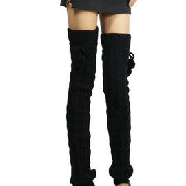 Ladies Winter Knitted Pile Up Socks Twist Over Knee Warm Boot Covers