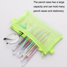 Load image into Gallery viewer, Hechooses D033 Transparent Mesh Exam Portable Pen Bag, Style:, Square (Black), Square (White), Square (Gray), Square (Pink), Square (Blue), Square (Green), Triangle (Black), Triangle (White), Triangle (Gray), Triangle (Pink), Triangle (Blue)           ...