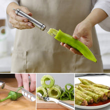 Load image into Gallery viewer, 10 PCS Stainless Steel Pepper Seed Decator Fruit Kernel Knife, Round Handle, Diplonema Handle