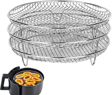 Load image into Gallery viewer, Air Fryer Accessories 8-inch Three Layer Round Grill Steam Rack, Round