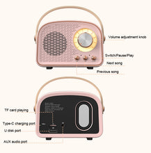Load image into Gallery viewer, DW21 Vintage Radio BT Speaker Support TF Card/U Disk to Play, White, Dark Green, Light Green, Pink, Wood Grain