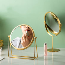 Load image into Gallery viewer, Desktop Makeup Mirror Simple Portable Mirror Rotating Dressing Mirror,Style:, Gold High Model, Gold Stand Model, Black High Model, Black Stand Model