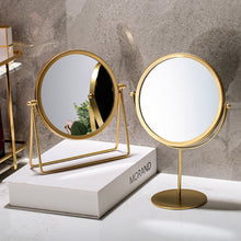 Load image into Gallery viewer, Desktop Makeup Mirror Simple Portable Mirror Rotating Dressing Mirror,Style:, Gold High Model, Gold Stand Model, Black High Model, Black Stand Model