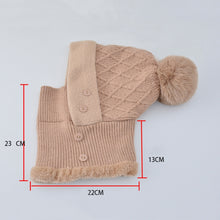 Load image into Gallery viewer, Women One-piece Hat Scarf Warm Knitted Hat Plus Velvet Overhead Cap