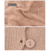 Load image into Gallery viewer, Women One-piece Hat Scarf Warm Knitted Hat Plus Velvet Overhead Cap