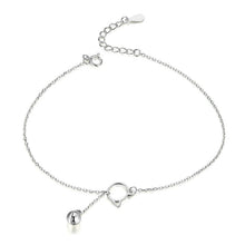 Load image into Gallery viewer, SCT003 Cat Bell 925 Silver Anklet White Gold Plated Simple Ladies Anklet, SCT003