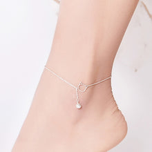 Load image into Gallery viewer, SCT003 Cat Bell 925 Silver Anklet White Gold Plated Simple Ladies Anklet, SCT003