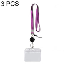 Load image into Gallery viewer, 3 PCS TZ-003 Transparent PVC Horizontal ID Card Holder Badge, TZ-003(Purple), TZ-003(Gray)
