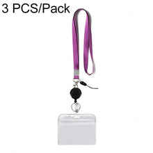 Load image into Gallery viewer, 3 PCS TZ-003 Transparent PVC Horizontal ID Card Holder Badge, TZ-003(Purple), TZ-003(Gray)
