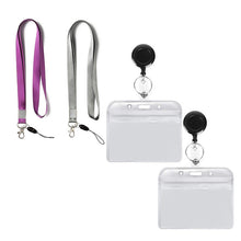 Load image into Gallery viewer, 3 PCS TZ-003 Transparent PVC Horizontal ID Card Holder Badge, TZ-003(Purple), TZ-003(Gray)