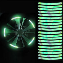 Load image into Gallery viewer, 20pcs /Set Car Rainbow Wheel Hub Reflective Stickers Tire Luminous Warning Decoration, Color: Rainbow, Rainbow, Purity