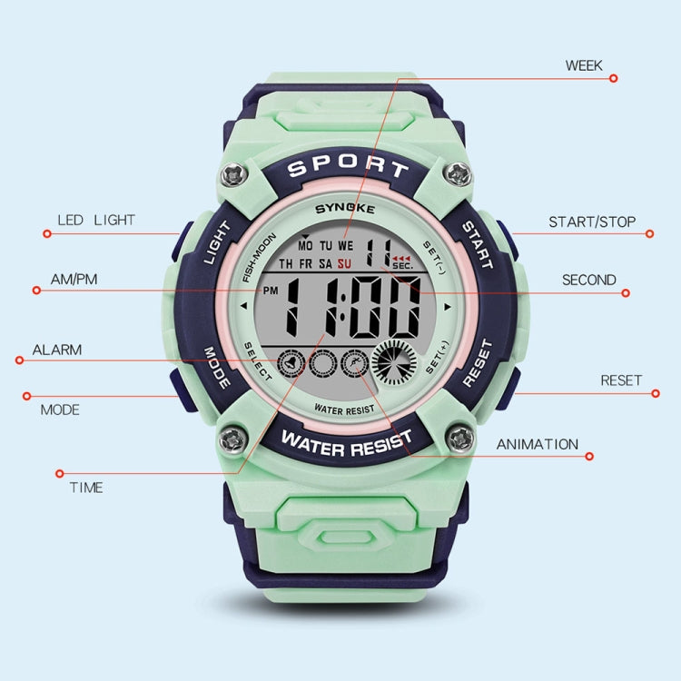 SYNOKE 9810 Multifunctional Luminous Waterproof Student Sports Watch