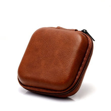 Load image into Gallery viewer, Retro Leather USB Data Cable Storage Bag Earphone Headset Case Pouch Box, Black, Brown, Gray