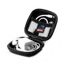 Load image into Gallery viewer, Retro Leather USB Data Cable Storage Bag Earphone Headset Case Pouch Box, Black, Brown, Gray