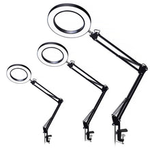 Load image into Gallery viewer, 5X Magnifying Glass LED Folding Long Arm Clip Light Eye-protection USB Reading Lamp
