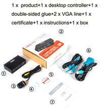Load image into Gallery viewer, FJGEAR FJ-201UK 2 In 1 Out  KVM Switcher With Desktop Controller With Cable, FJ-201UK