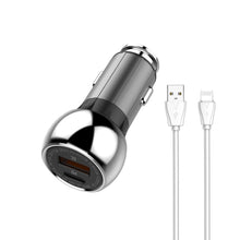 Load image into Gallery viewer, LDNIO C1 36W PD + QC 3.0 Car Fast Charger High Power Intelligent USB Car Charger, with Micro USB Cable, with 8 Pin Cable, with USB-C/Type-C Cable