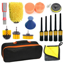Load image into Gallery viewer, 19 PCS / Set Car Beauty Cleaning Brush Details Brush Washing Glove Tool Set, 19 in 1 Red Ring, 19 in 1 Yellow Ring
