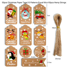 Load image into Gallery viewer, 2 Packs 50pcs/set  Christmas Kraft Paper Tags Gift Wrapping Paper Labels, Series 1, Series 2, Series 3, Series 4, Series 5, Series 6, Series 7, Series 8, Series 9, Series 10, Series 11, Series 12, Series 13, Series 14
