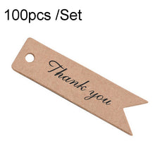 Load image into Gallery viewer, 100pcs /Set Retro Baking Sticker Tag Swallow Tail Bookmark Gift Card, Style:, Thand You (Cowhide), Thand You (White), Handmade (Cowhide), Handmade (White), Blank (Cowhide)