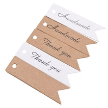 Load image into Gallery viewer, 100pcs /Set Retro Baking Sticker Tag Swallow Tail Bookmark Gift Card, Style:, Thand You (Cowhide), Thand You (White), Handmade (Cowhide), Handmade (White), Blank (Cowhide)
