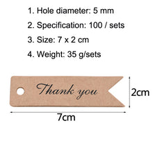 Load image into Gallery viewer, 100pcs /Set Retro Baking Sticker Tag Swallow Tail Bookmark Gift Card, Style:, Thand You (Cowhide), Thand You (White), Handmade (Cowhide), Handmade (White), Blank (Cowhide)