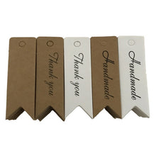 Load image into Gallery viewer, 100pcs /Set Retro Baking Sticker Tag Swallow Tail Bookmark Gift Card, Style:, Thand You (Cowhide), Thand You (White), Handmade (Cowhide), Handmade (White), Blank (Cowhide)