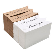 Load image into Gallery viewer, 100pcs /Set Retro Baking Sticker Tag Swallow Tail Bookmark Gift Card, Style:, Thand You (Cowhide), Thand You (White), Handmade (Cowhide), Handmade (White), Blank (Cowhide)