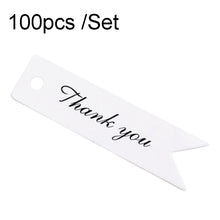 Load image into Gallery viewer, 100pcs /Set Retro Baking Sticker Tag Swallow Tail Bookmark Gift Card, Style:, Thand You (Cowhide), Thand You (White), Handmade (Cowhide), Handmade (White), Blank (Cowhide)