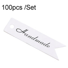 Load image into Gallery viewer, 100pcs /Set Retro Baking Sticker Tag Swallow Tail Bookmark Gift Card, Style:, Thand You (Cowhide), Thand You (White), Handmade (Cowhide), Handmade (White), Blank (Cowhide)