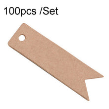 Load image into Gallery viewer, 100pcs /Set Retro Baking Sticker Tag Swallow Tail Bookmark Gift Card, Style:, Thand You (Cowhide), Thand You (White), Handmade (Cowhide), Handmade (White), Blank (Cowhide)