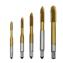 Load image into Gallery viewer, M3-M8 Titanium Plated Straight Slot Tap HSS Tapping Inner Thread Set, 5 In 1 / Set Thread Set