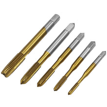 Load image into Gallery viewer, M3-M8 Titanium Plated Straight Slot Tap HSS Tapping Inner Thread Set, 5 In 1 / Set Thread Set