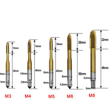 Load image into Gallery viewer, M3-M8 Titanium Plated Straight Slot Tap HSS Tapping Inner Thread Set, 5 In 1 / Set Thread Set
