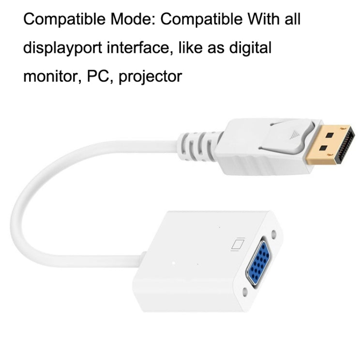 DP to VGA Adapter Wire Square Adapter, Cable Length: 15cm, DP to VGA White, DP to VGA Black