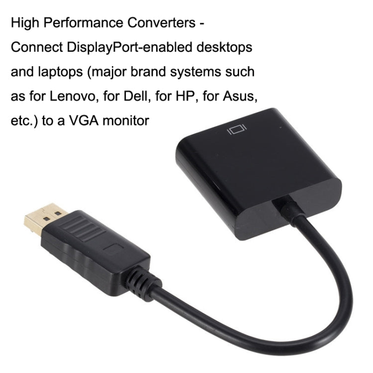 DP to VGA Adapter Wire Square Adapter, Cable Length: 15cm, DP to VGA White, DP to VGA Black
