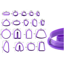 Load image into Gallery viewer, 18 In 1 Soft Clay Earring Molds DIY Handmade Clay Cutter Clay Earrings Making Molds, 18 In 1 (Purple), 18 In 1 (Pink), 18 In 1 (Yellow), 18 In 1 (Blue)