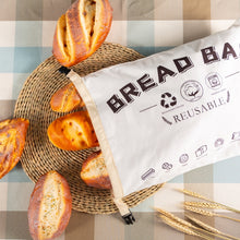 Load image into Gallery viewer, Cotton TPU Bread Bag With Clasp Reusable Storage Bag, Bread Bag White, Bread Bag Beige