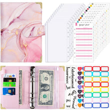 Load image into Gallery viewer, A6 Leather Loose-leaf Budget Book Handbook Notepad, Pink, Ink Green, Purple, Blue Gray, Water Blue, Cyan Greene, Deep Blue, Watercolor Blue, Marbled-Pink, Marbled-Blue, Marbled White