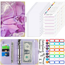 Load image into Gallery viewer, A6 Leather Loose-leaf Budget Book Handbook Notepad, Pink, Ink Green, Purple, Blue Gray, Water Blue, Cyan Greene, Deep Blue, Watercolor Blue, Marbled-Pink, Marbled-Blue, Marbled White