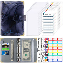 Load image into Gallery viewer, A6 Leather Loose-leaf Budget Book Handbook Notepad, Pink, Ink Green, Purple, Blue Gray, Water Blue, Cyan Greene, Deep Blue, Watercolor Blue, Marbled-Pink, Marbled-Blue, Marbled White