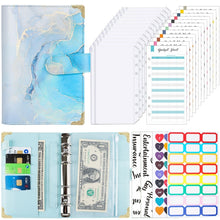 Load image into Gallery viewer, A6 Leather Loose-leaf Budget Book Handbook Notepad, Pink, Ink Green, Purple, Blue Gray, Water Blue, Cyan Greene, Deep Blue, Watercolor Blue, Marbled-Pink, Marbled-Blue, Marbled White